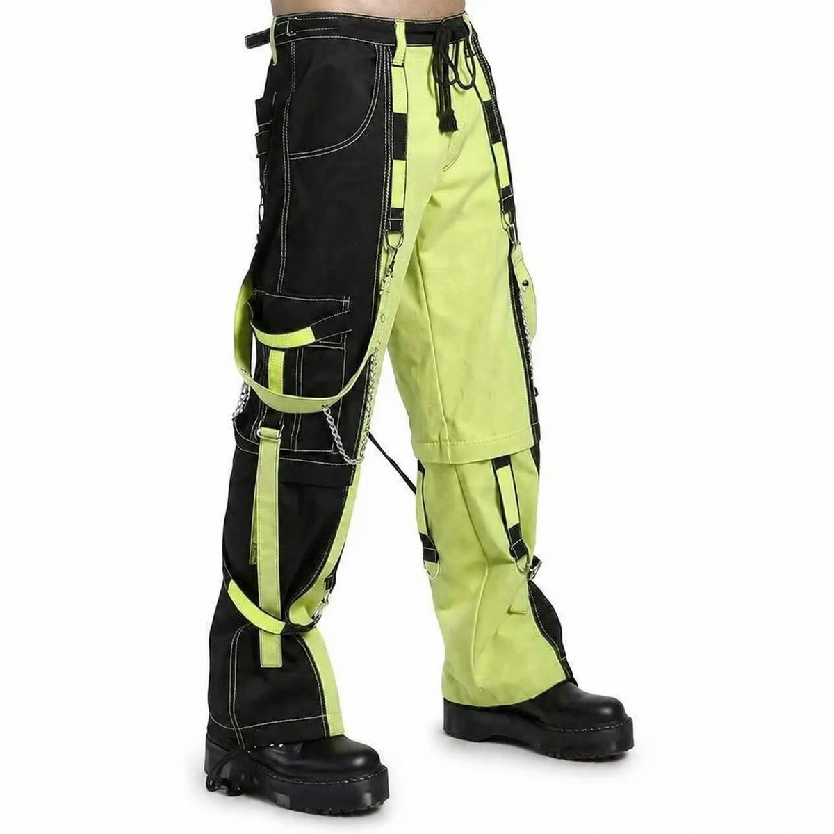 Prime Quality Men Extreme Bondage Limelight Lime Green Skater Gothic Punk Rocker Cyber Goth Steampunk Biker Pant