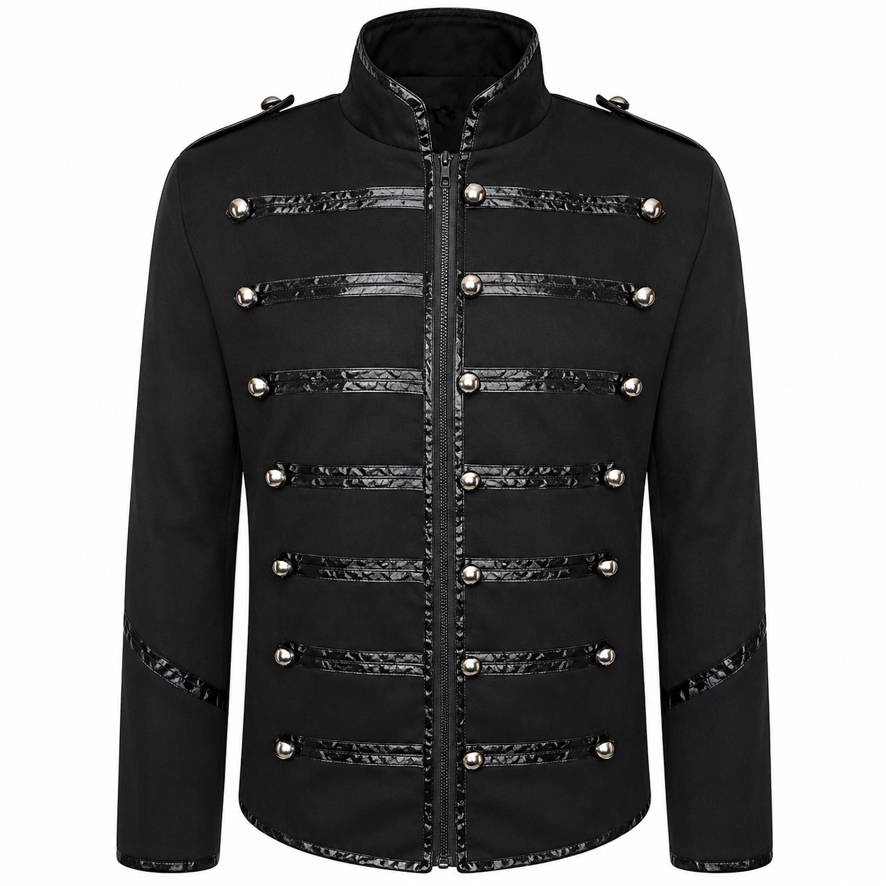 Men's Military Drummer Black Parade Jacket Black Gothic Band Uniform Coat Steampunk Punk