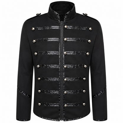Men's Military Drummer Black Parade Jacket Black Gothic Band Uniform Coat Steampunk Punk