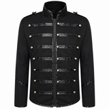 Men's Military Drummer Black Parade Jacket Black Gothic Band Uniform Coat Steampunk Punk