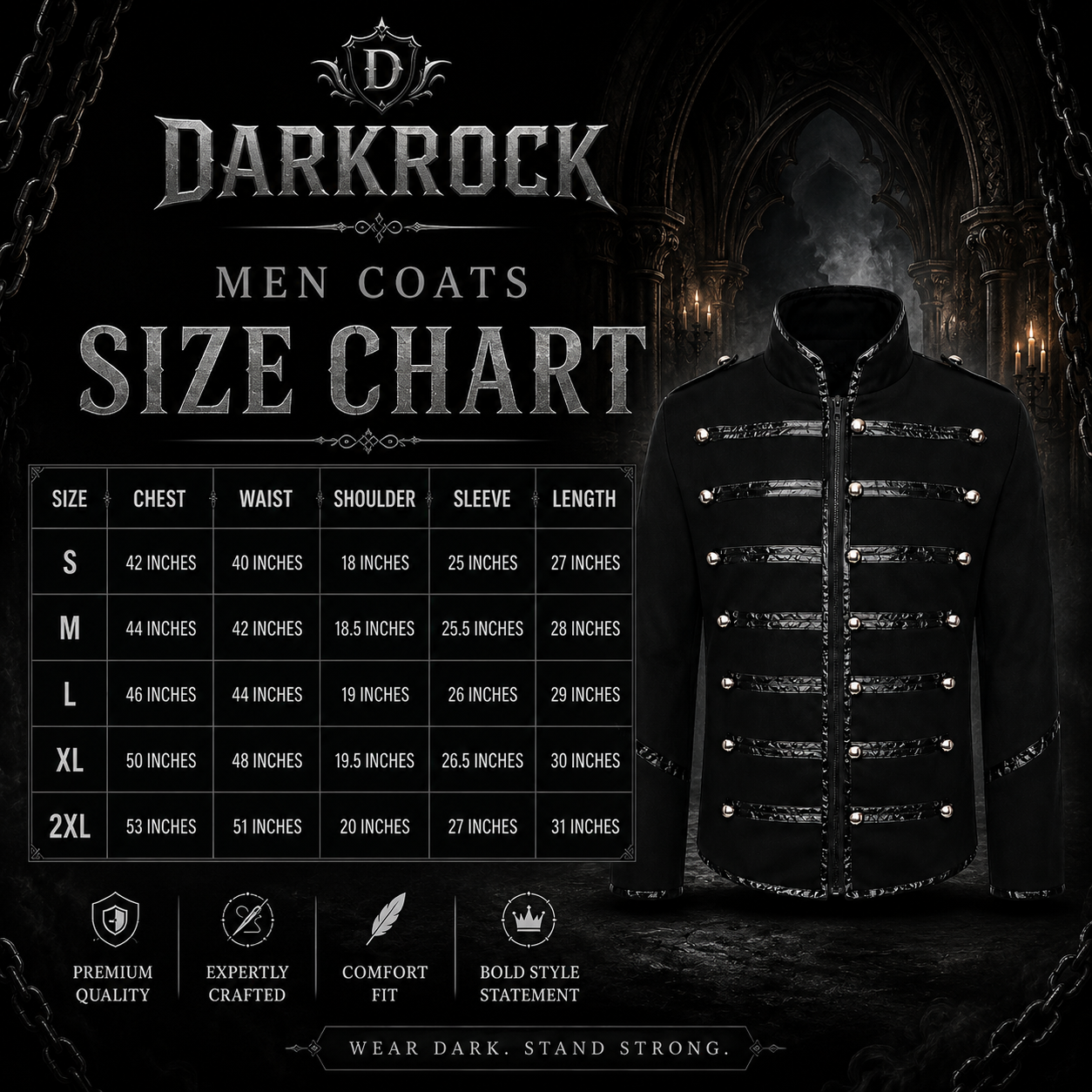 Men's Military Drummer Black Parade Jacket Black Gothic Band Uniform Coat Steampunk Punk