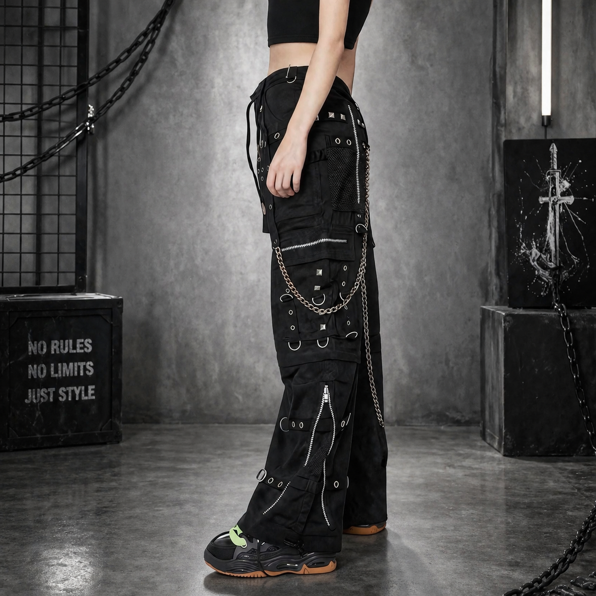 Gothic Bondage Men Pant Alternative Punk Attitude Cyber Rock Emo Trouser Pant Shorts USA
