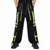 Gothic Men's Handmade Bondage 4 Pocket Trouser Punk Rock Black Yellow Gothic Yellow Stitch USA