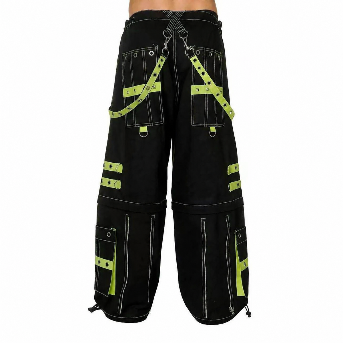 Gothic Men's Handmade Bondage 4 Pocket Trouser Punk Rock Black Yellow Gothic Yellow Stitch USA