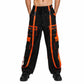 Gothic Men's Handmade Bondage 4 Pocket Dead Thread Trouser Punk Rock Black Orange Pant
