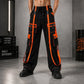 Gothic Men's Handmade Bondage 4 Pocket Dead Thread Trouser Punk Rock Black Orange Pant