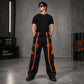 Gothic Men's Handmade Bondage 4 Pocket Dead Thread Trouser Punk Rock Black Orange Pant