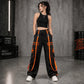 Gothic Men's Handmade Bondage 4 Pocket Dead Thread Trouser Punk Rock Black Orange Pant