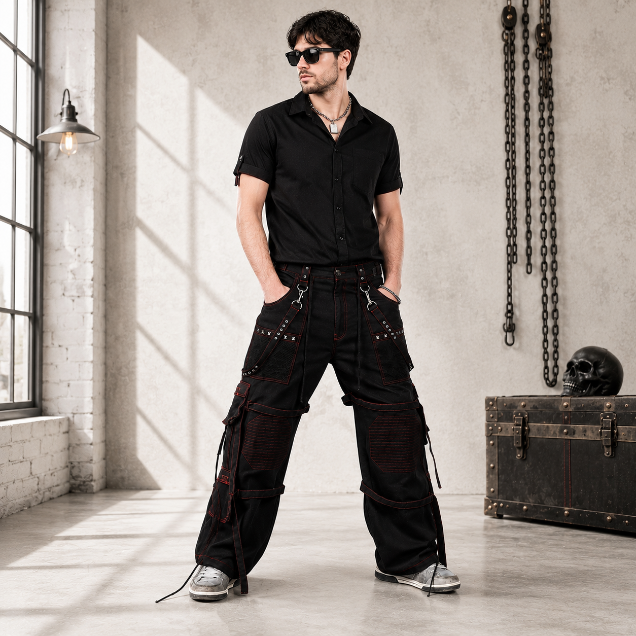 Extreme Bondage Skater Gothic Punk Rocker Cyber Goth Steampunk Biker Pant