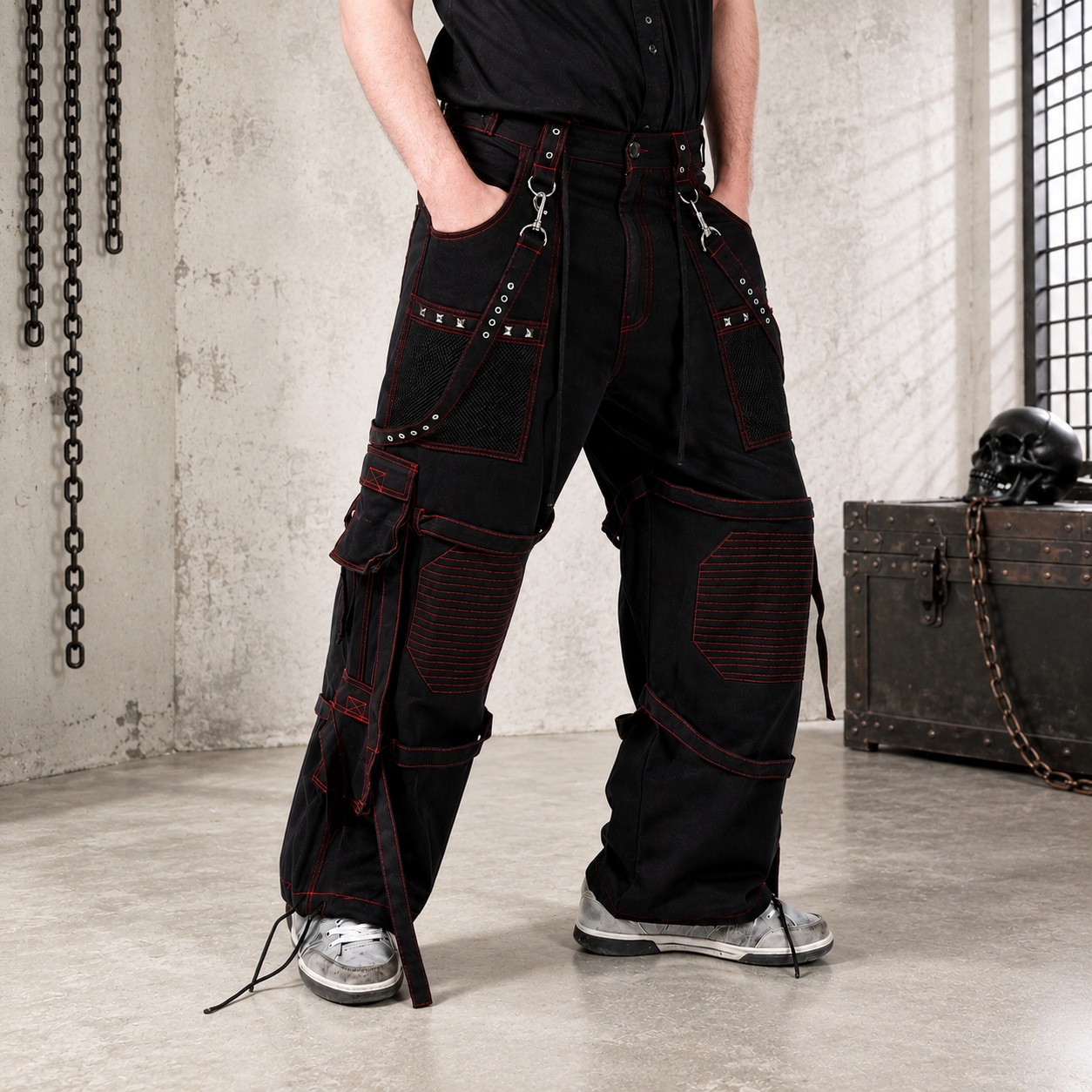 Extreme Bondage Skater Gothic Punk Rocker Cyber Goth Steampunk Biker Pant