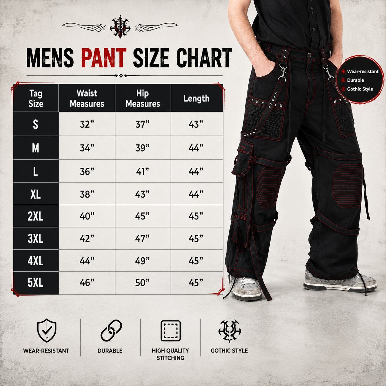 Extreme Bondage Skater Gothic Punk Rocker Cyber Goth Steampunk Biker Pant