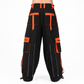 Gothic Men's Handmade Bondage 4 Pocket Dead Thread Trouser Punk Rock Black Orange Pant