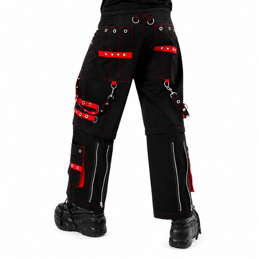 Men's Gothic Handmade Bondage Trouser Punk Rock Transformer Black Red Gothic Pant/USA/Pants