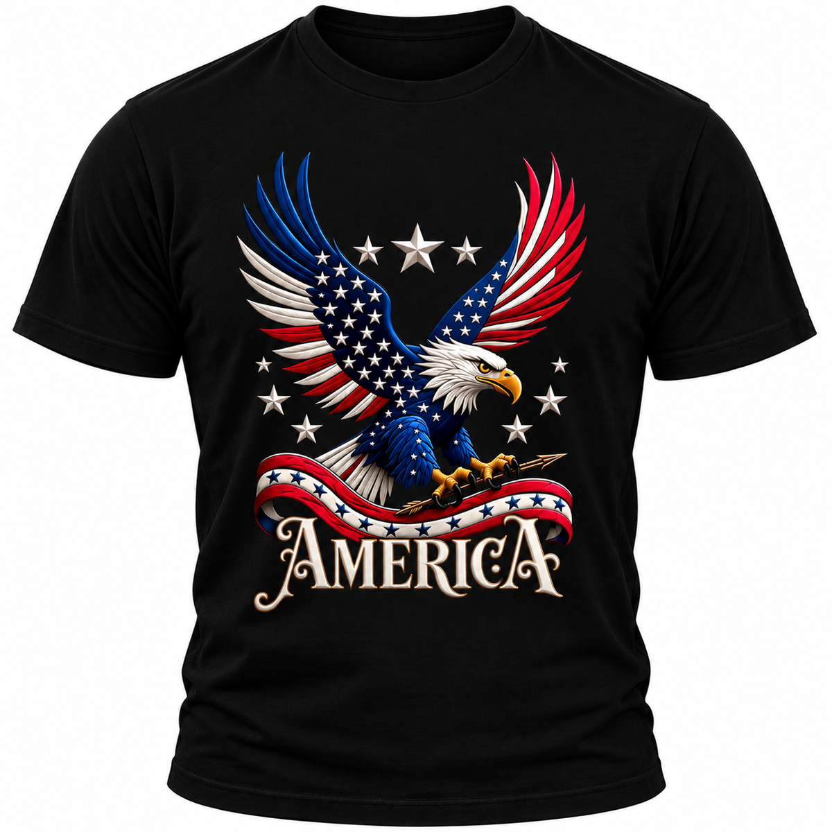 Men's Patriotic Eagle Graphic T-Shirt American Flag Black Streetwear Tee