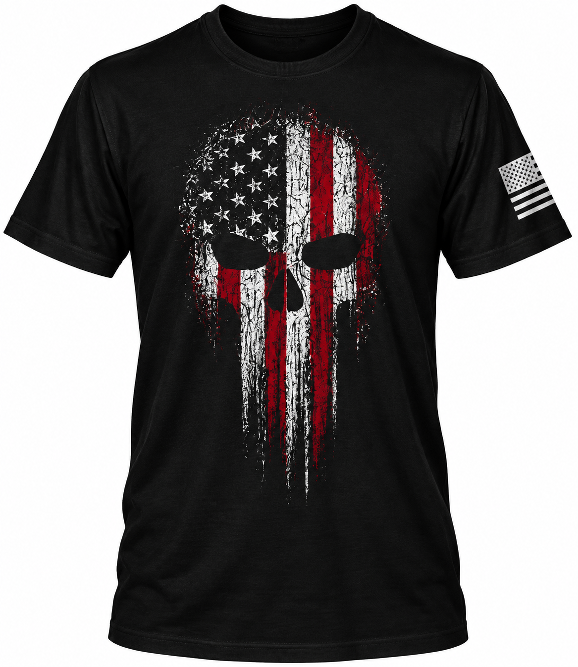 USA Military American Skull Flag Patriotic Men’s T-Shirt