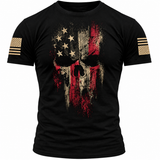 Men’s American Reaper T-Shirt Black Skull Flag Graphic Tee