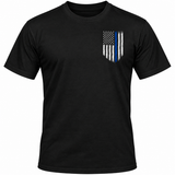 Thin Blue Line Flag Shirt for Men's Distressed American Flag Graphic Tee