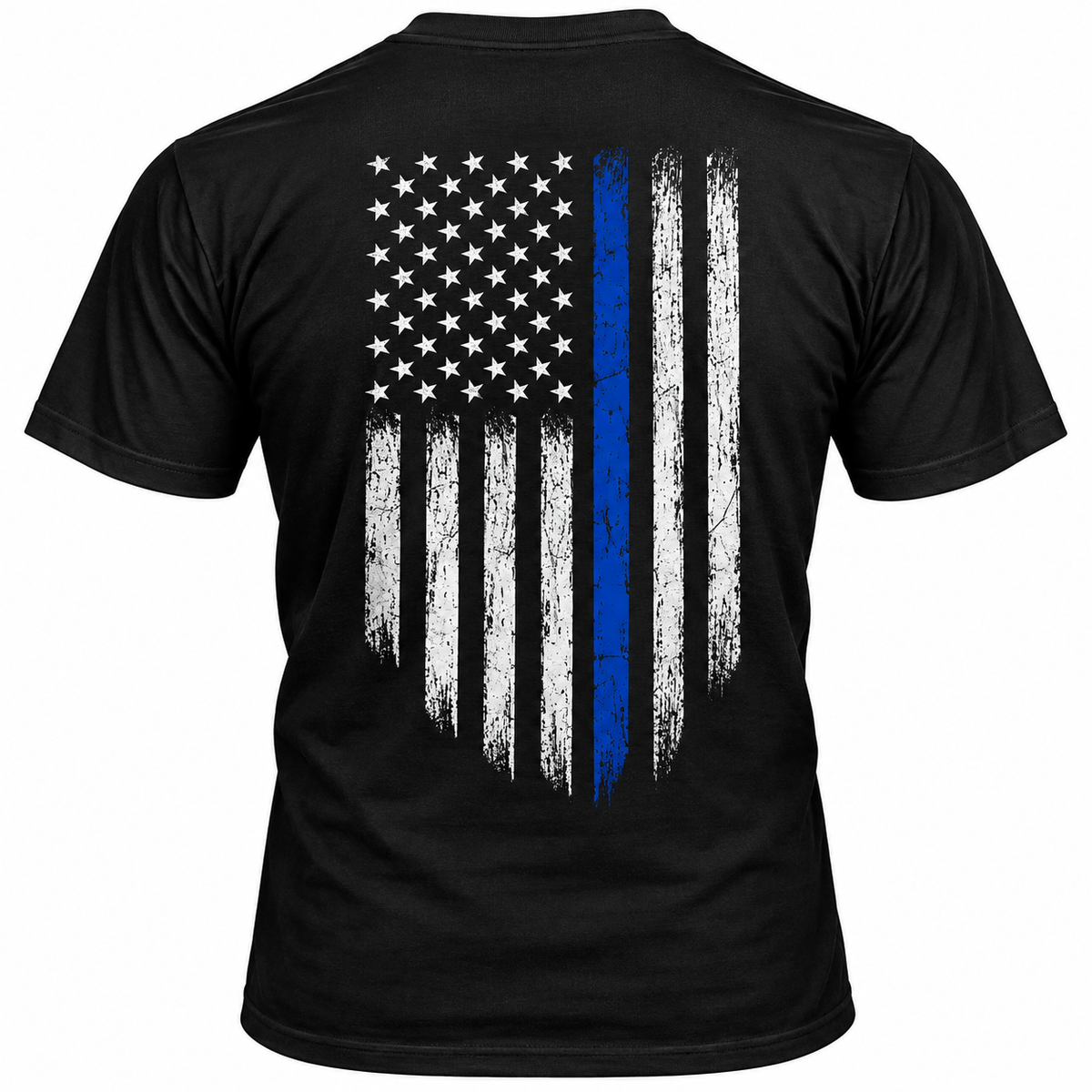 Thin Blue Line Flag Shirt for Men's Distressed American Flag Graphic Tee