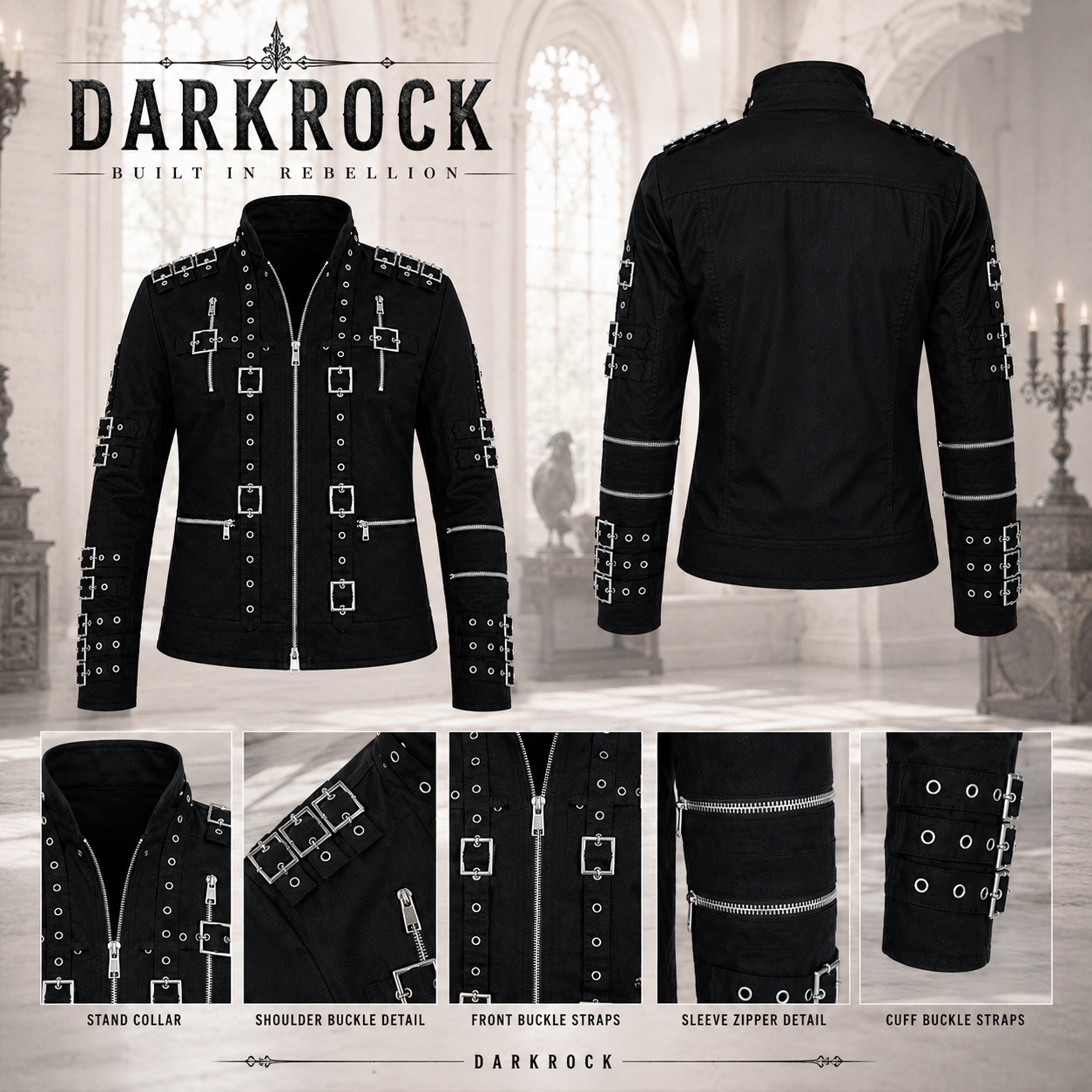 Men’s Vintage Biker Black Cotton Jacket