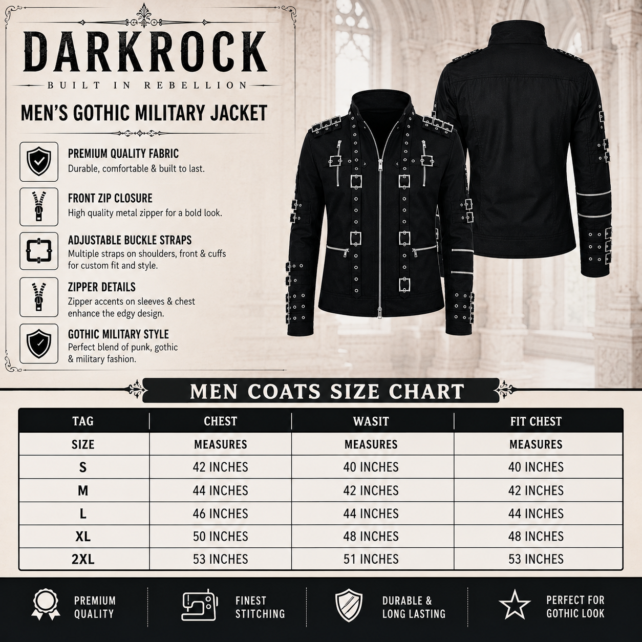 Men’s Vintage Biker Black Cotton Jacket