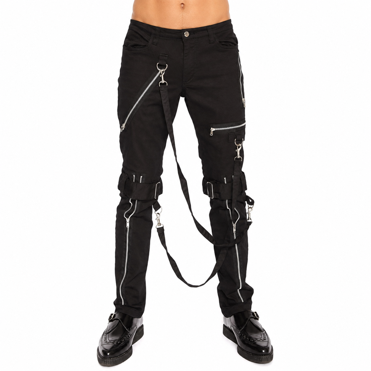 Men's Electro Bondage Rave Gothic Cyber Chain Gothic Jeans Punk Rock Pant’s
