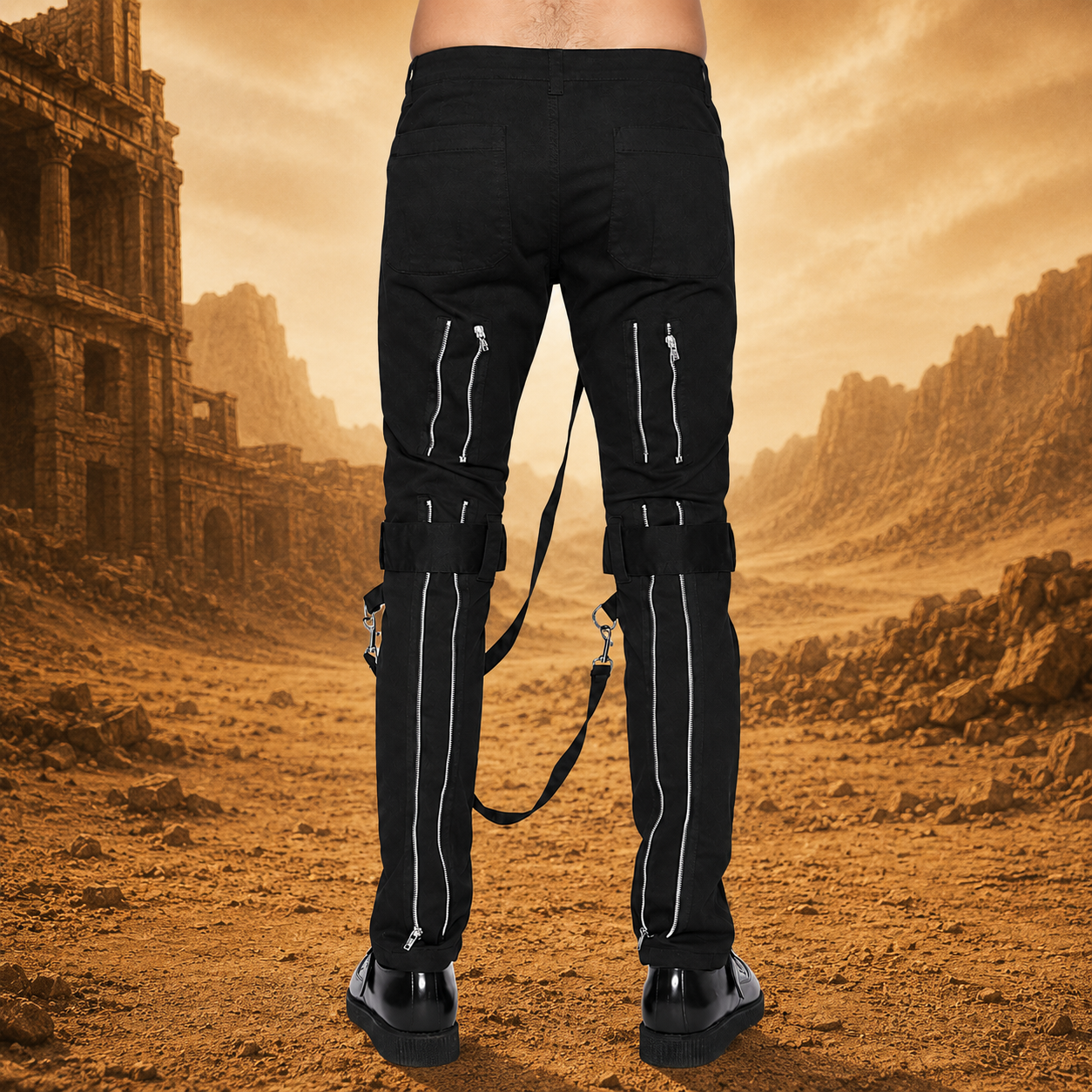 Men's Electro Bondage Rave Gothic Cyber Chain Gothic Jeans Punk Rock Pant’s