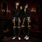 Men's Handmade Electro Bondage Rave Gothic Cyber Chain Gothic Jeans Punk Rock Black/Yellow Pant's