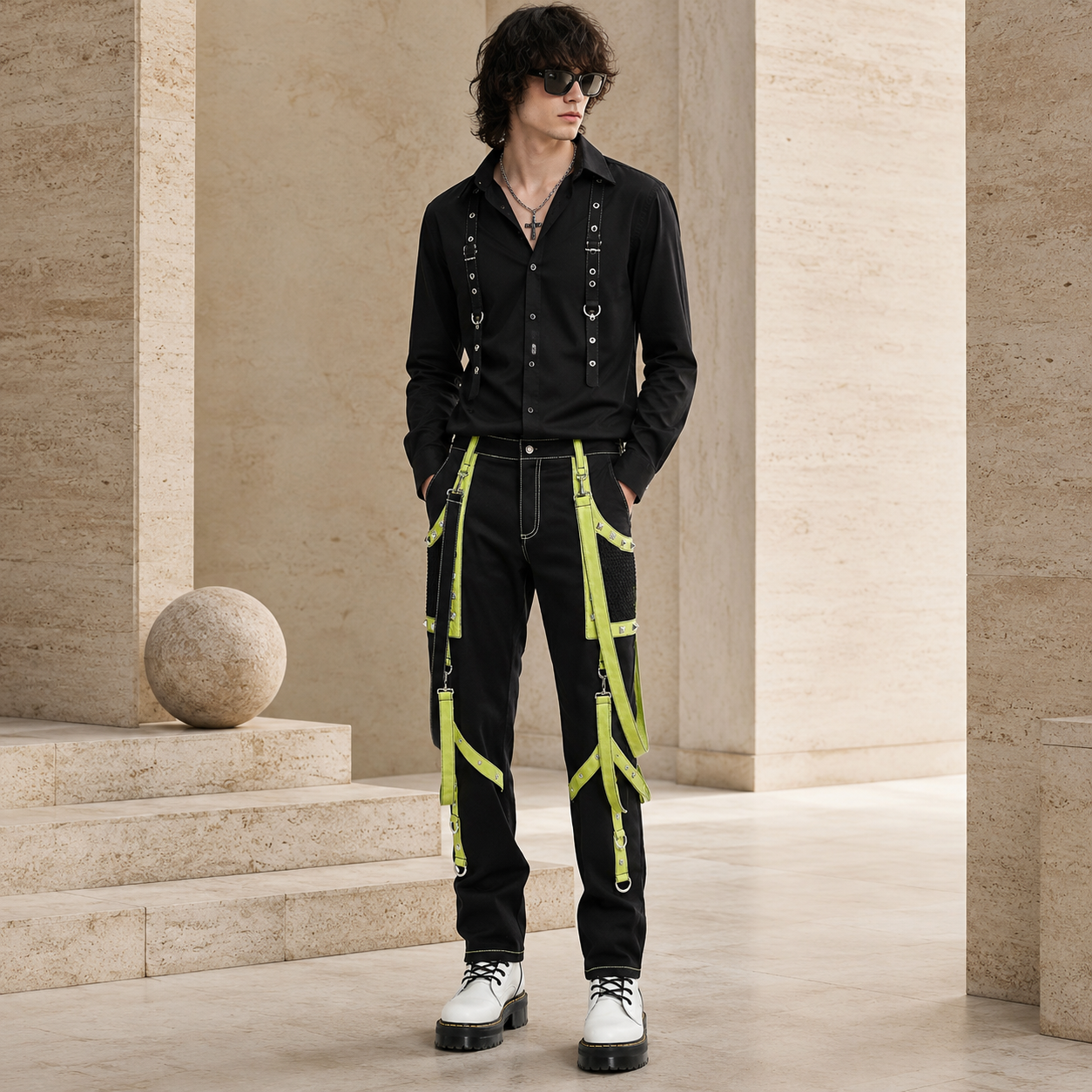 Men's Gothic Bondage Pant Rock Hard Trouser Heavy Weight Pant Emo/ Pants