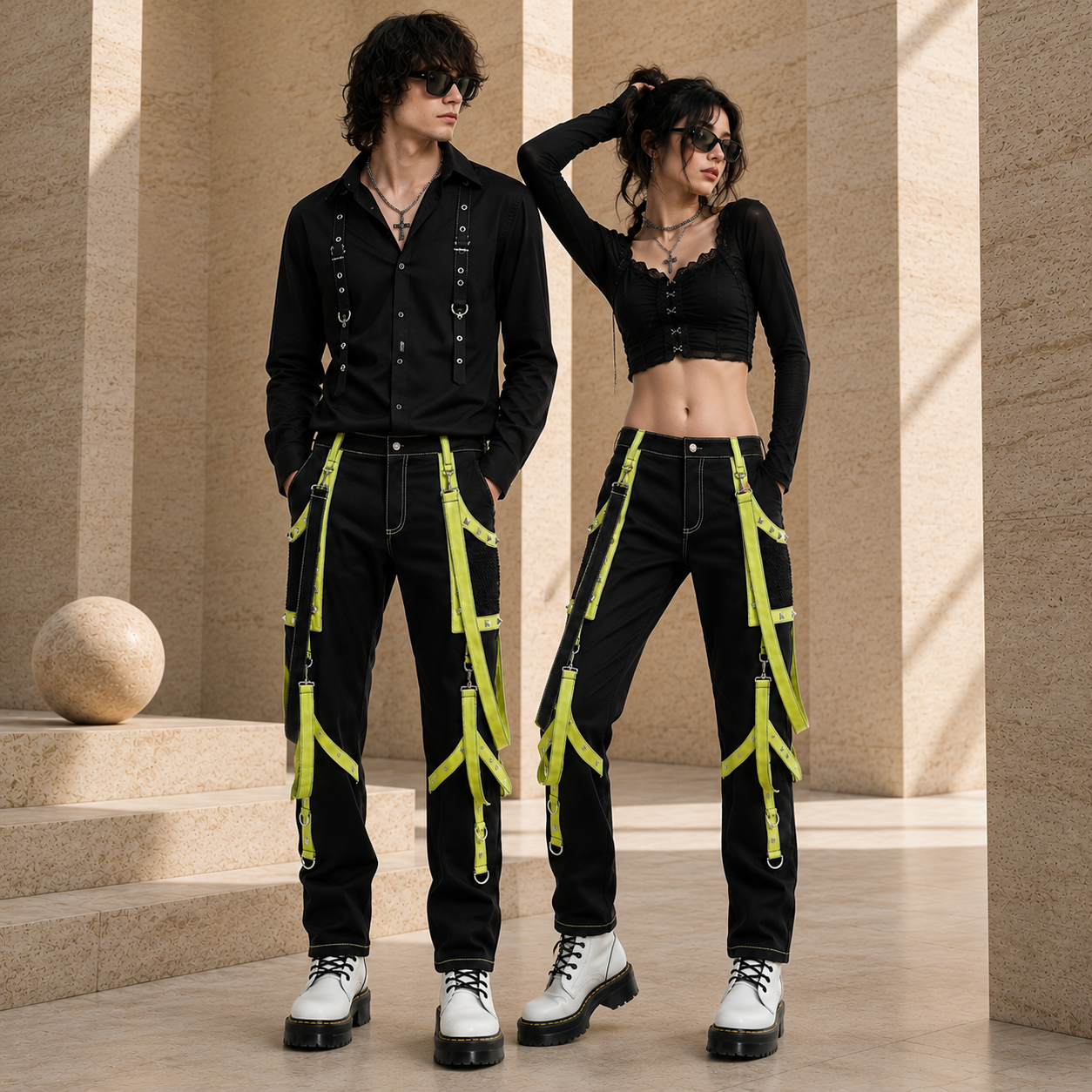 Men's Gothic Bondage Pant Rock Hard Trouser Heavy Weight Pant Emo/ Pants