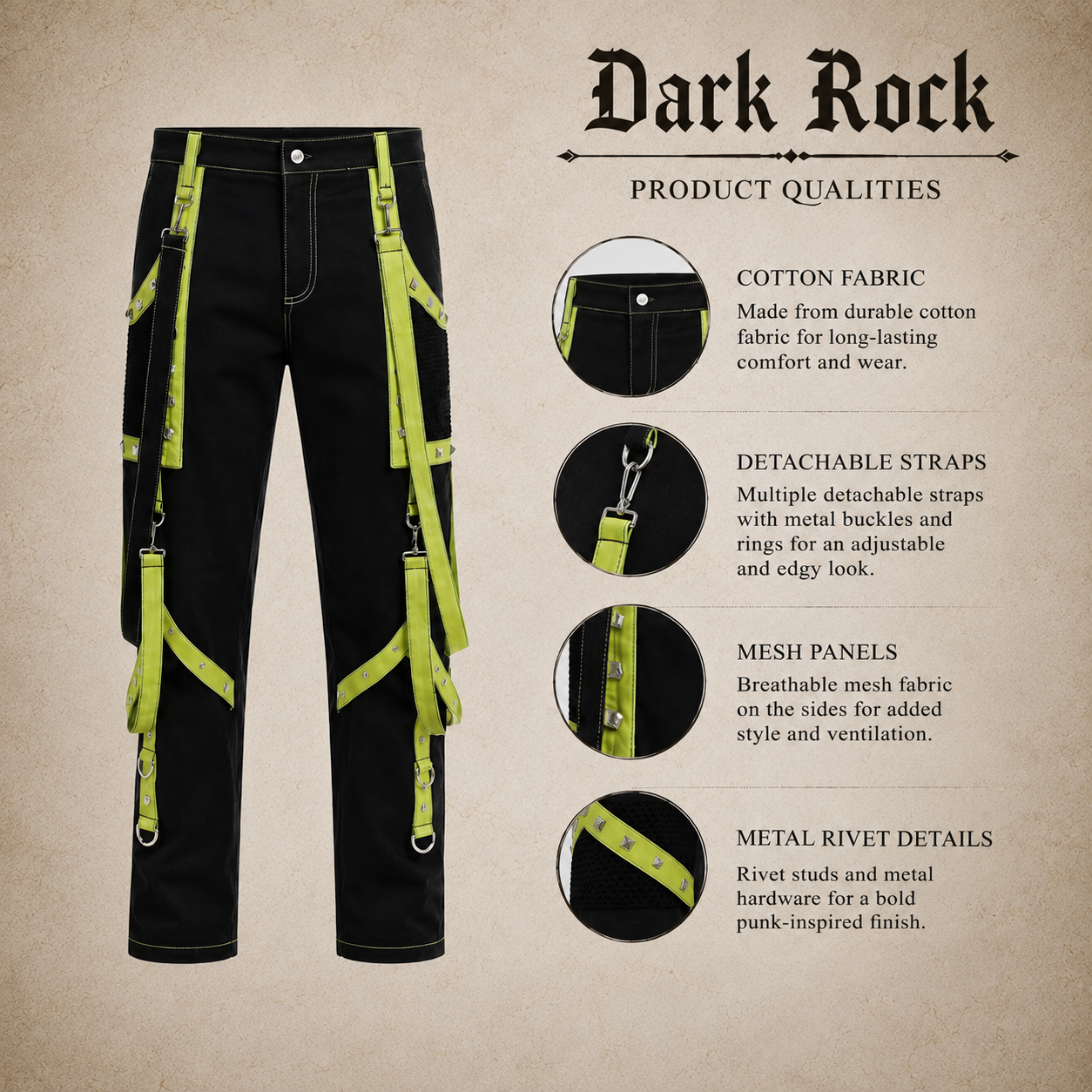 Men's Gothic Bondage Pant Rock Hard Trouser Heavy Weight Pant Emo/ Pants