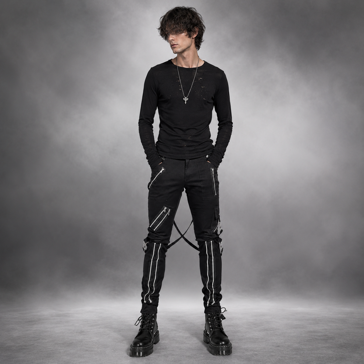 Men Gothic Bondage Pant Rock Hard Trouser Heavy Weight Pant Emo/Pants