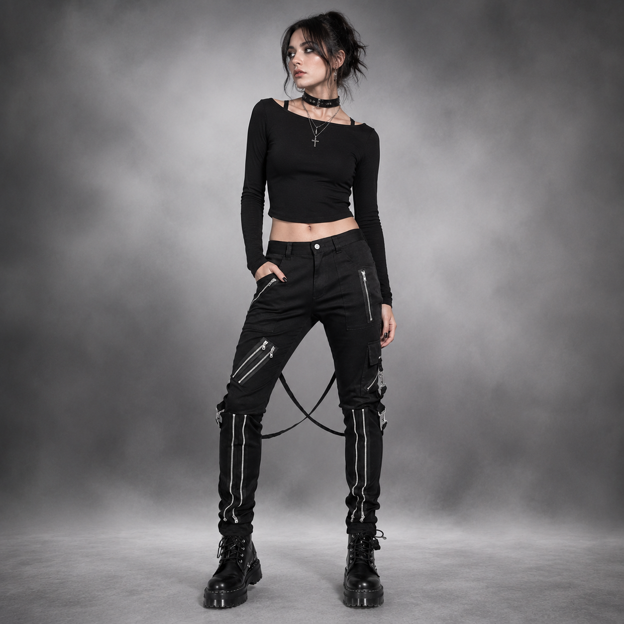 Men Gothic Bondage Pant Rock Hard Trouser Heavy Weight Pant Emo/Pants