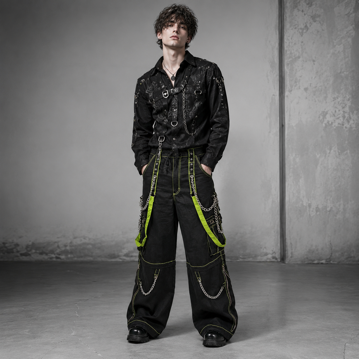Gothic Bondage Men's Pant Alternative Punk Rock Skater Emo Trouser Pant Shorts