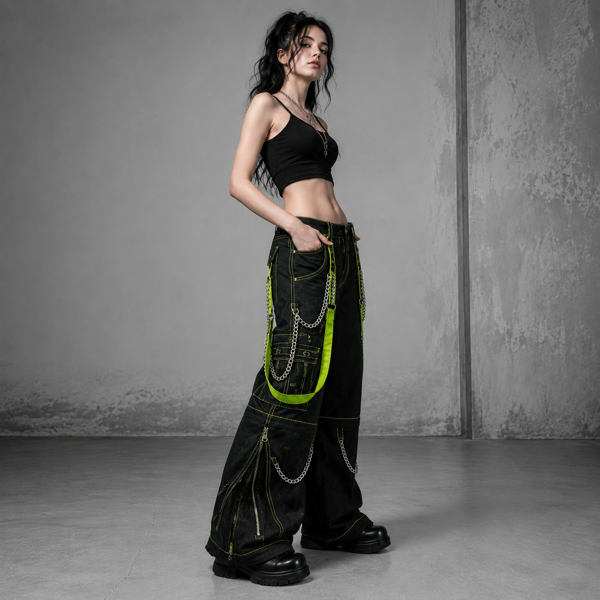 Gothic Bondage Men's Pant Alternative Punk Rock Skater Emo Trouser Pant Shorts