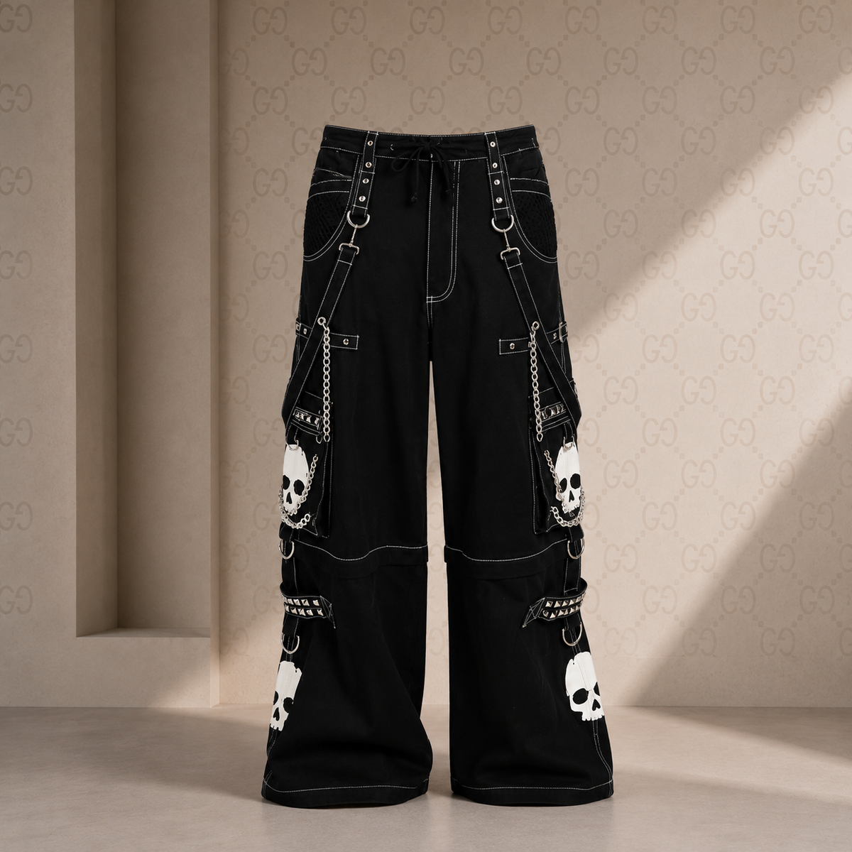 Gothic Bondage Black Big Skull Men Pant Alternative Punk Rock Emo Trouser Pant Shorts Usa