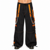 Men Extreme Bondage Skater Black/Orange Gothic Punk Rocker Cyber Goth Steam punk Biker Pant