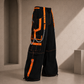 Men Extreme Bondage Skater Black/Orange Gothic Punk Rocker Cyber Goth Steam punk Biker Pant