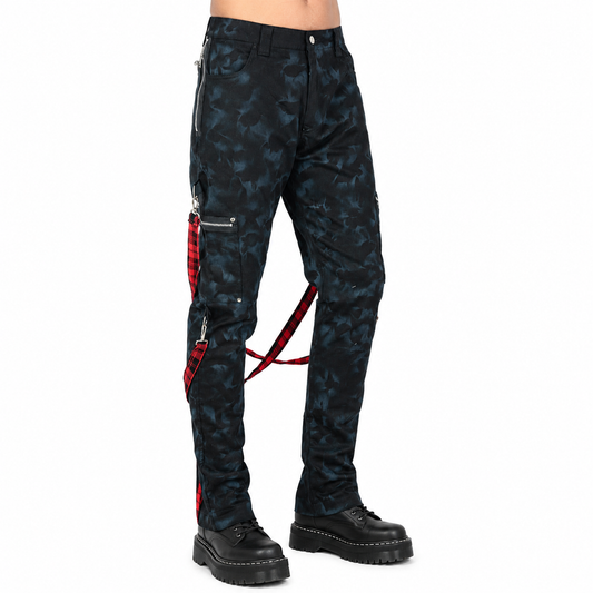 Men's Skinny Jeans Gothic Chaos Apocalyptic Goth Punk Rebel Pants Strap Pants