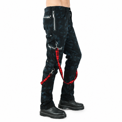 Men's Skinny Jeans Gothic Chaos Apocalyptic Goth Punk Rebel Pants Strap Pants