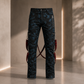 Men's Skinny Jeans Gothic Chaos Apocalyptic Goth Punk Rebel Pants Strap Pants