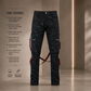 Men's Skinny Jeans Gothic Chaos Apocalyptic Goth Punk Rebel Pants Strap Pants