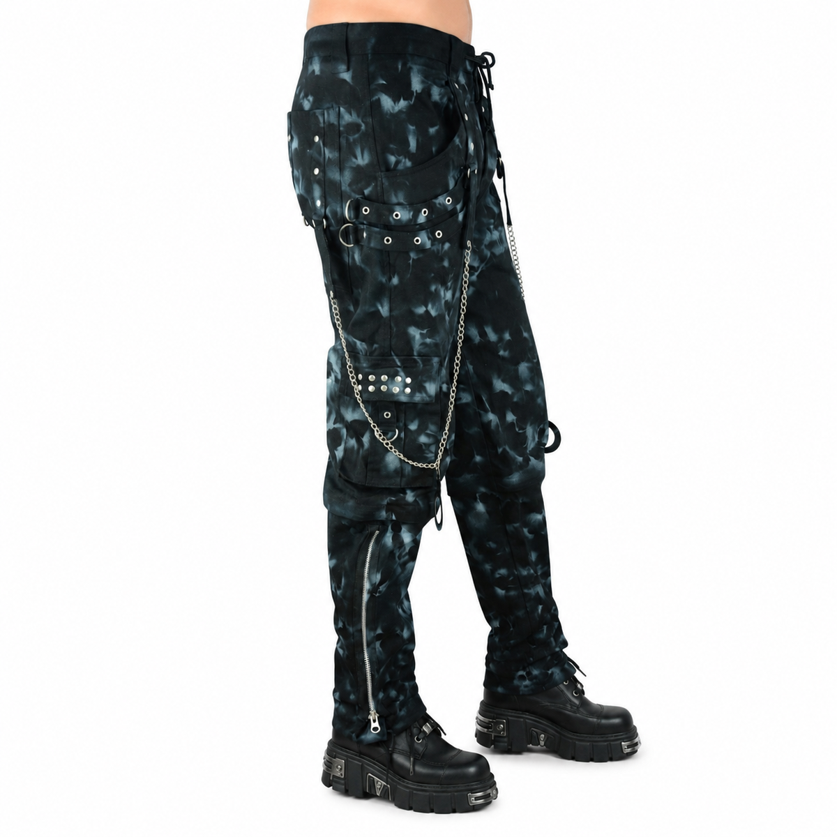 Skinny Jeans Mechanic Acid Rave Gothic Cyber Apocalyptic Chain Goth Techno Jeans Punk Pants
