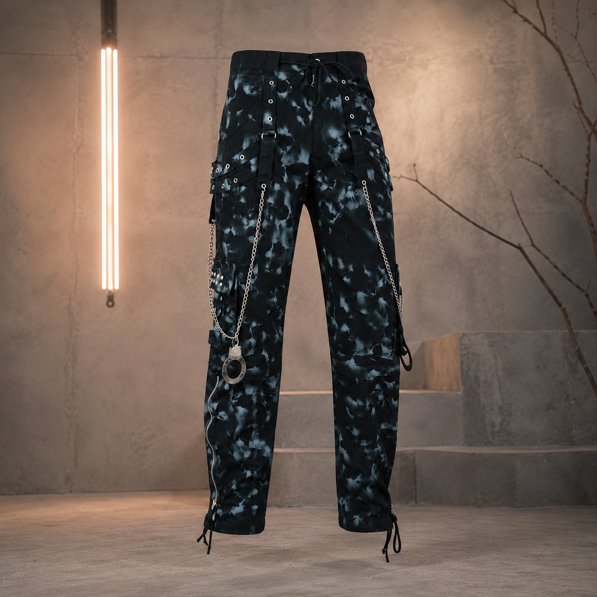 Skinny Jeans Mechanic Acid Rave Gothic Cyber Apocalyptic Chain Goth Techno Jeans Punk Pants