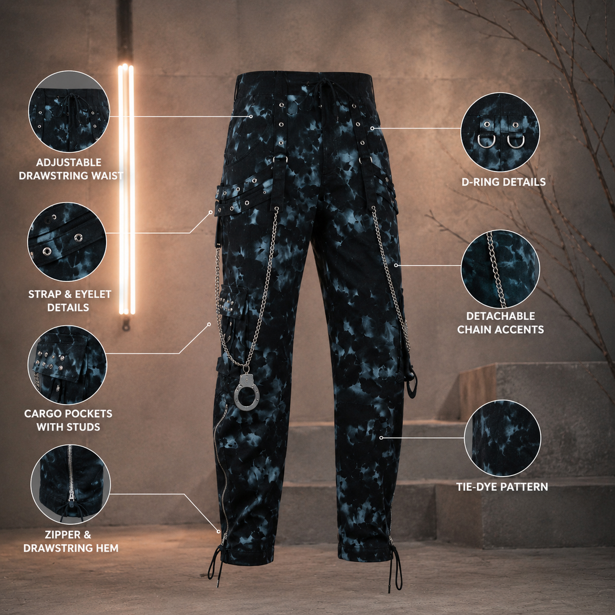 Skinny Jeans Mechanic Acid Rave Gothic Cyber Apocalyptic Chain Goth Techno Jeans Punk Pants
