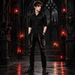 Gothic Men's Military Officer Trousers Black Red/Black Pants
