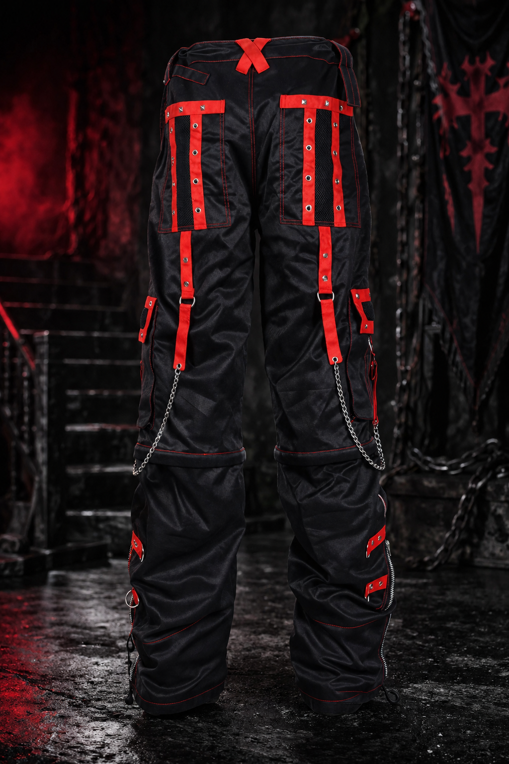 Gothic Men's Handmade Bondage Gothic Cyber Pant Chain Techno Rock Punk Shorts Trouser Pants/USA