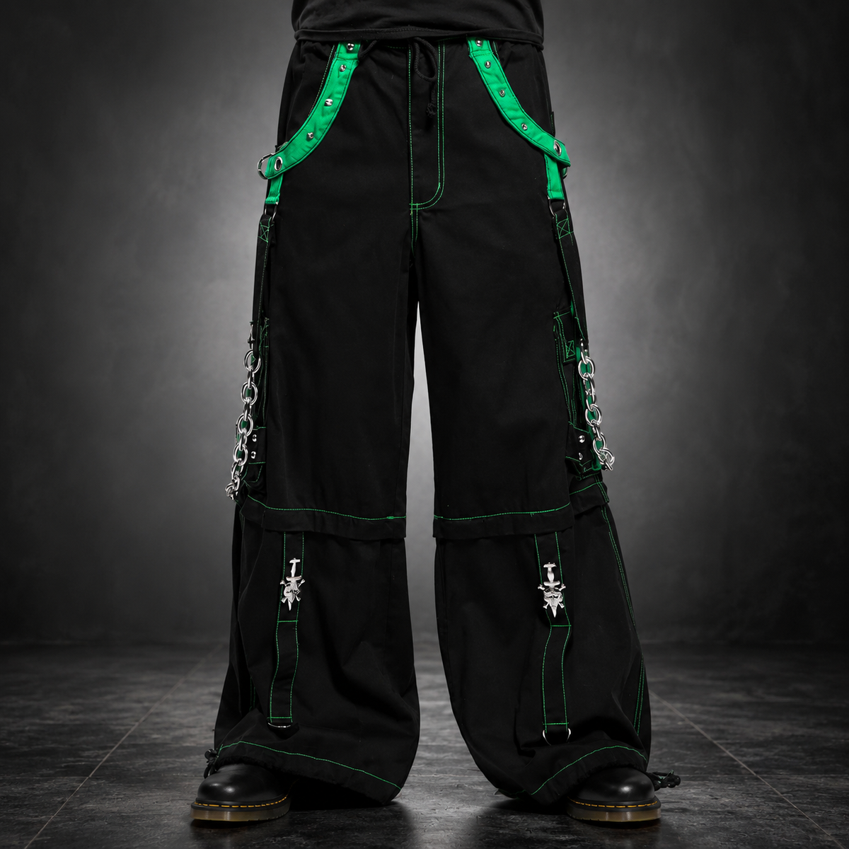 Gothic Men's Bondage Rave Shorts Gothic Biker Cyber Emo Skater Goth Pants