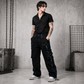 Prime Quality Gothic Men Handmade Bondage 4 Pocket Trouser Punk Rock Black with Blue Stitch Pant USA