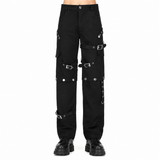 Men Gothic Bondage Pant Rock Hard Loose Punk Pants Detachable Uniform Trousers