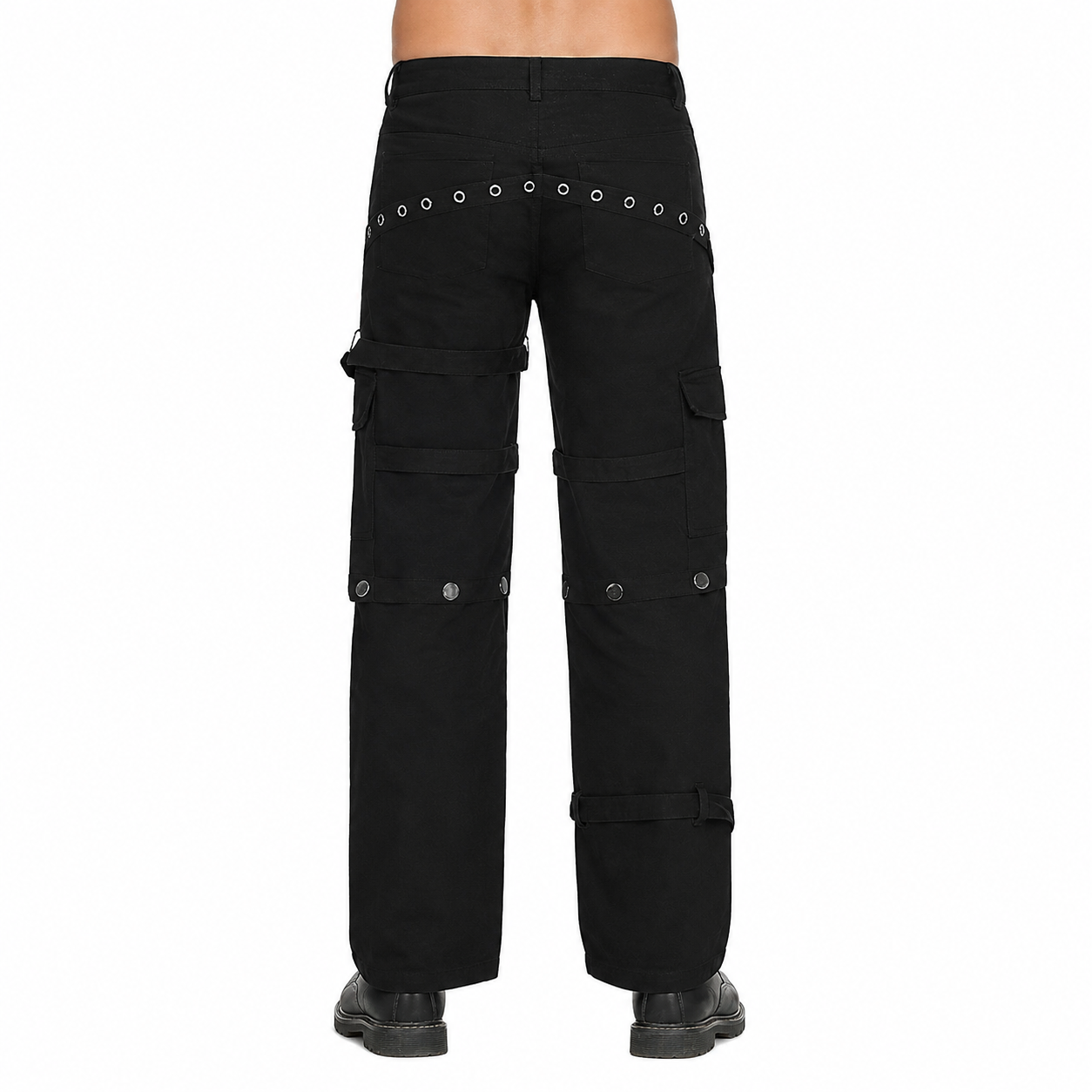 Men Gothic Bondage Pant Rock Hard Loose Punk Pants Detachable Uniform Trousers